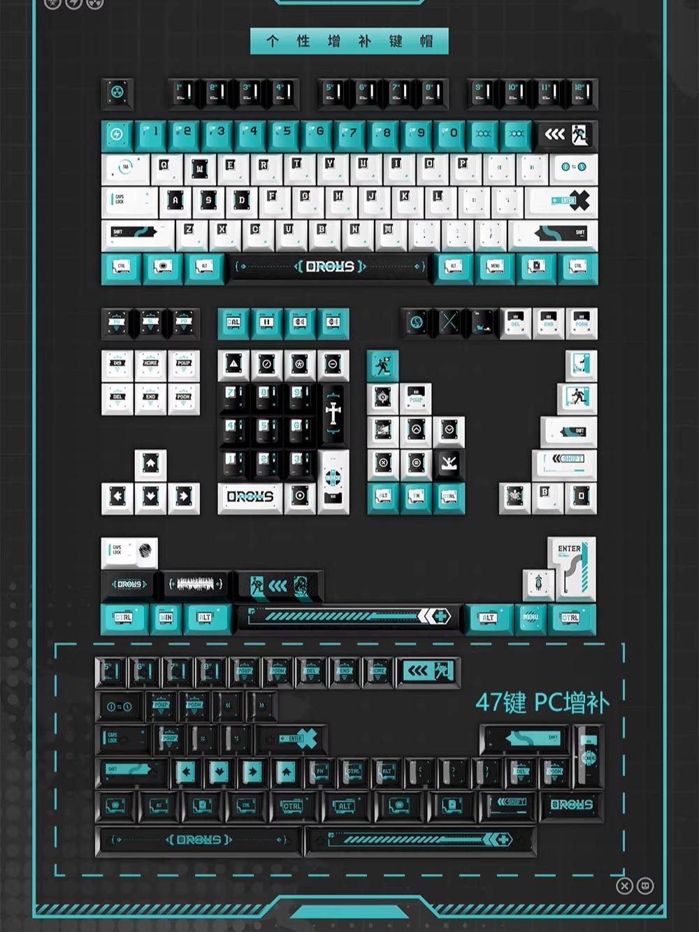 PIIFOX Orcus Death Star Keycaps Cherry Profile Dye Sub PBT+PC Keycap 158-Keys