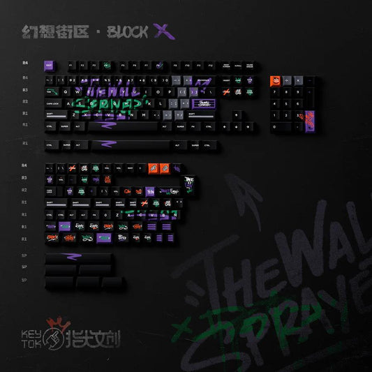 Keytok Block X Keycaps Cherry Profile Dye-Sub PBT Keycap 185-Keys