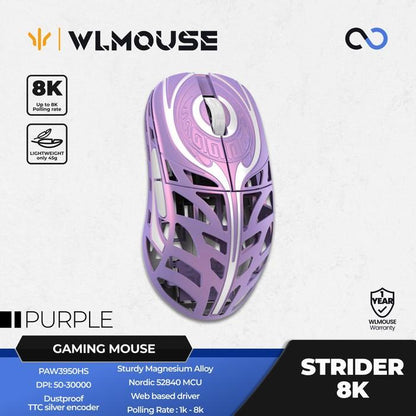 WLMouse Strider 8k Super Light Magnesium Wireless PAW3950 HS Gaming Mouse XM2 Shape