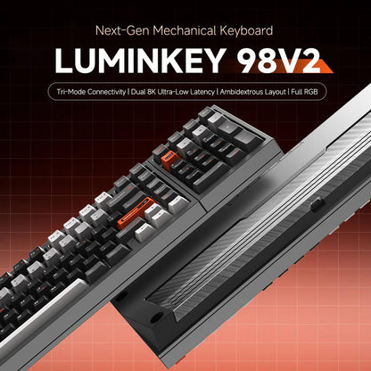 Luminkey LK98 V2 98% CNC Aluminum Wireless 8k Tri-Mode Mechanical Keyboard Gasket Mount Ball Catch Release