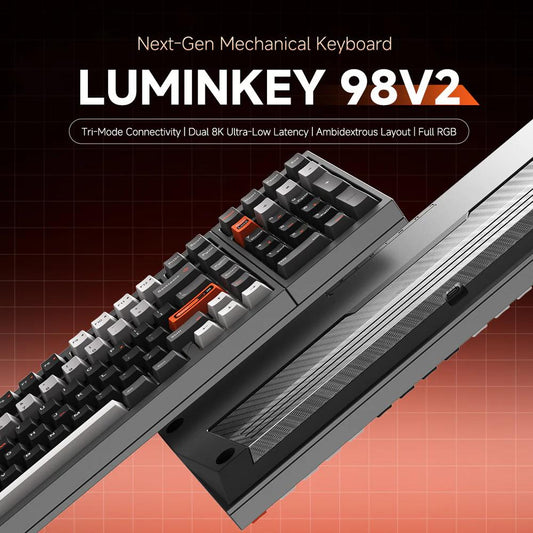 Luminkey LK98 V2 98% CNC Aluminum Wireless 8k Tri-Mode Mechanical Keyboard Gasket Mount Ball Catch Release