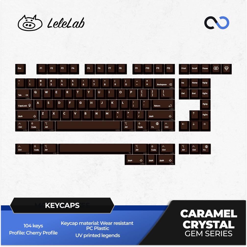 LeleLab Caramel Crystal Gem Series Keycaps Cherry Profile UV Printed PC Transparent Keycap 104-Keys