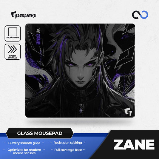 GLSSWRKS Zane Silicone Base COATED Japanese Glanova Tempered Glass Gaming Mousepad Kaca (Speed)
