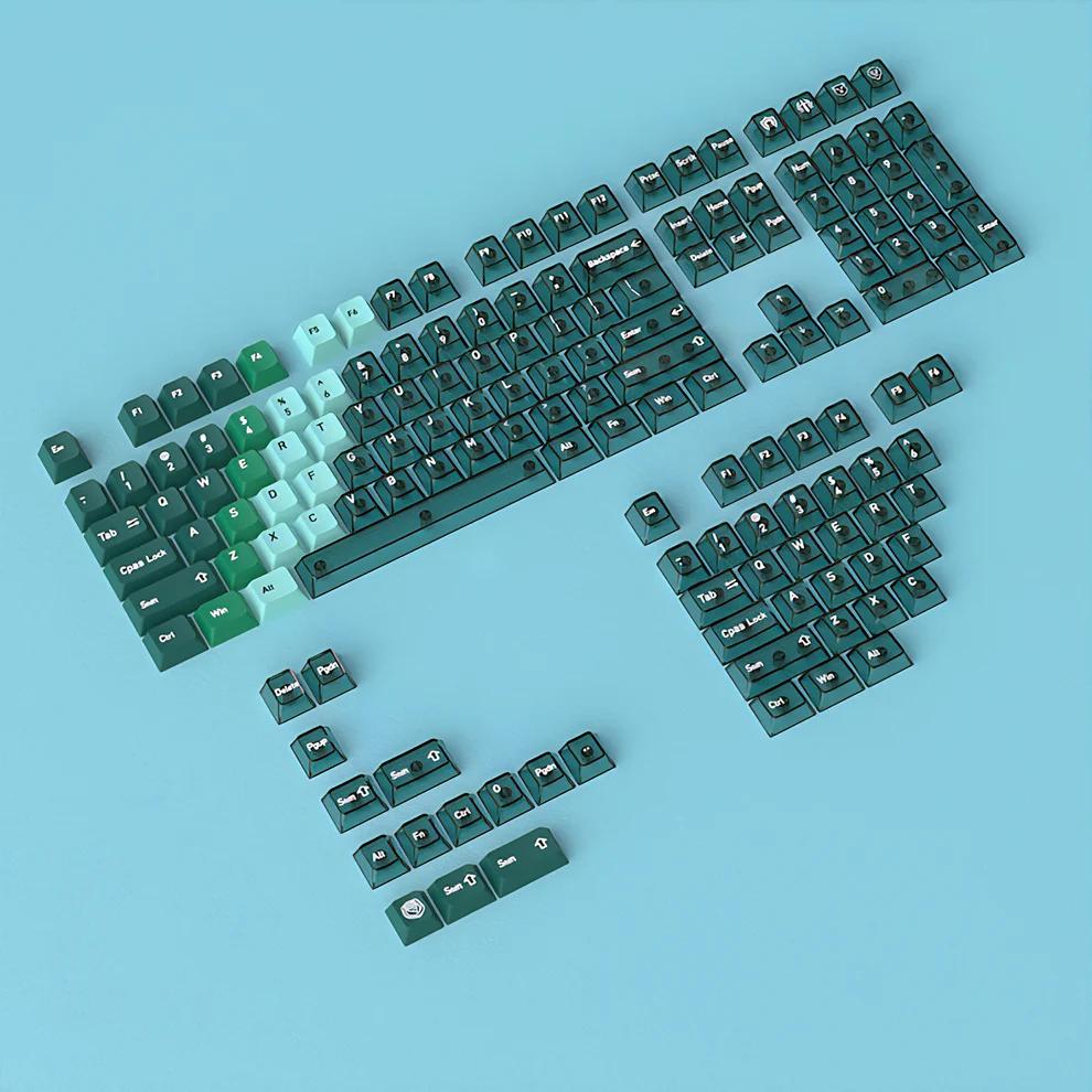 Infinitas Peacock Green Gradient Keycaps Cherry Profile Dye Sub / UV Printing PBT+PC Keycap 154-Key