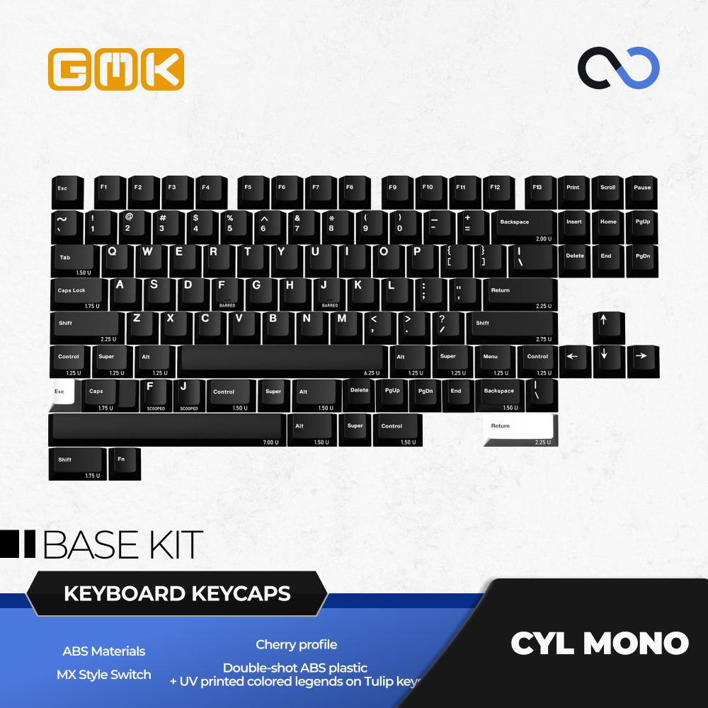 GMK CYL MONO Keycaps Cherry Profile Doubleshot + UV Print ABS Keycap 117+11-Keys