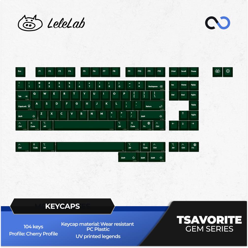 LeleLab Tsavorite Gem Series Keycaps Cherry Profile UV Printed PC Transparent Keycap 104-Keys