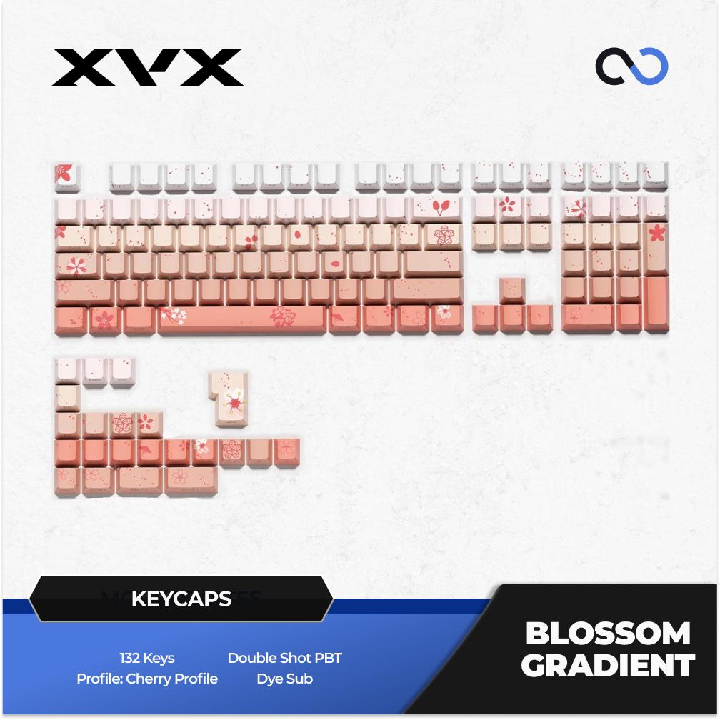 XVX Blossom Gradient Keycaps Shine Through Cherry Profile Side Legend Double-Shot PBT Keycap 132-Keys