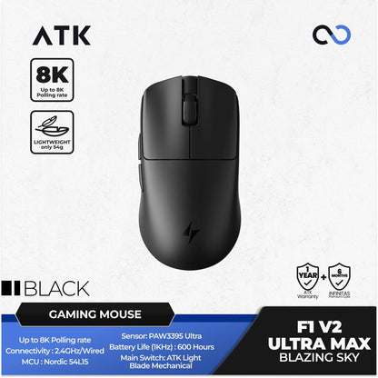 ATK F1 V2 Ultra MAX Blazing Sky 8K Wireless Light Weight PAW3395 Ultra Gaming Mouse Viper Mini Shape