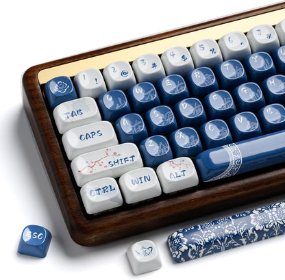 XVX Qinghua Porcelain Blue Ceramic Coated Keycaps MOA Profile Dye sub PBT Keycap 140-Keys
