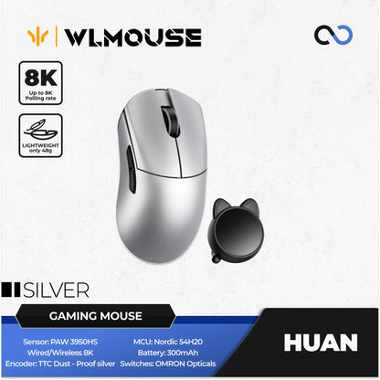 WLMouse Huan 8k Super Light Magnesium Wireless ambidextrous PAW3950HS Gaming Mouse