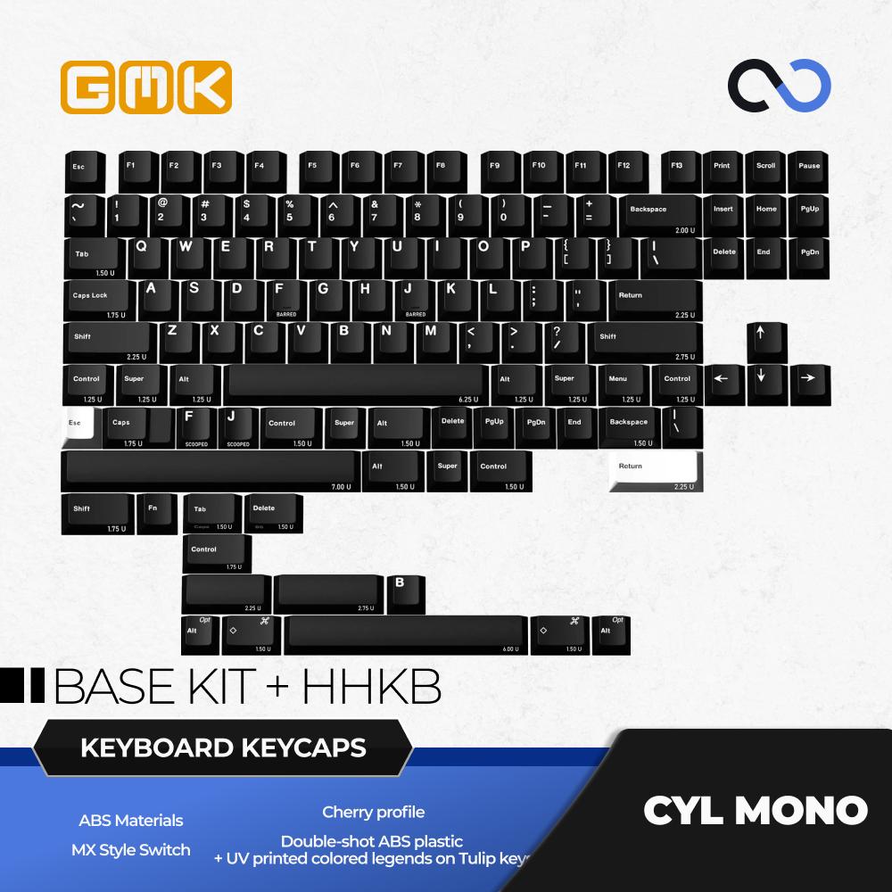 GMK CYL MONO Keycaps Cherry Profile Doubleshot + UV Print ABS Keycap 117+11-Keys
