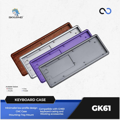 SKYLOONG GK61 Case Custom 60% CNC Aluminum / Acrylic / Wooden Keyboard Case Tray Mount DIY for Wooting 60HE+ / GH60 / TOFU60