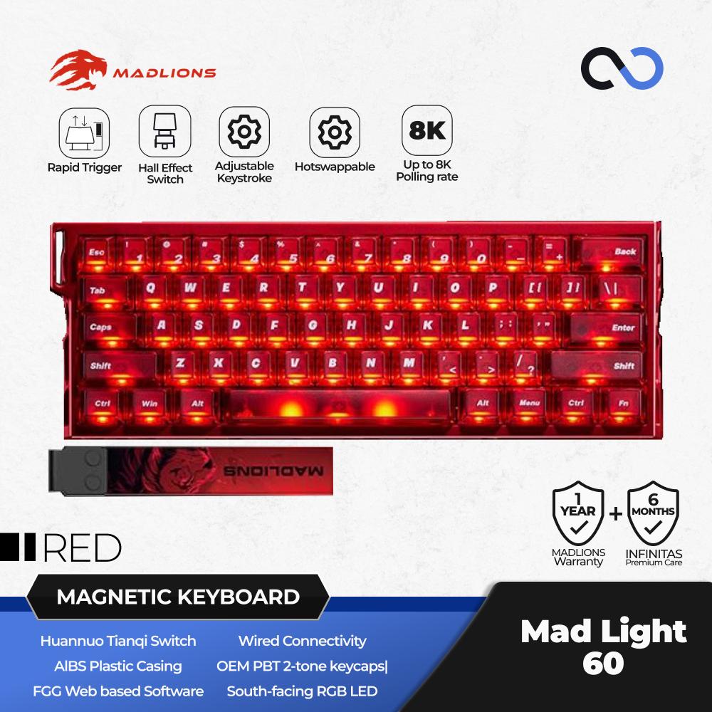MADLIONS MAD LIGHT 60 HE 8K Hall Effect 60% Keyboard Rapid Trigger SOCD DKS Wooting Fierce Gaming Gear