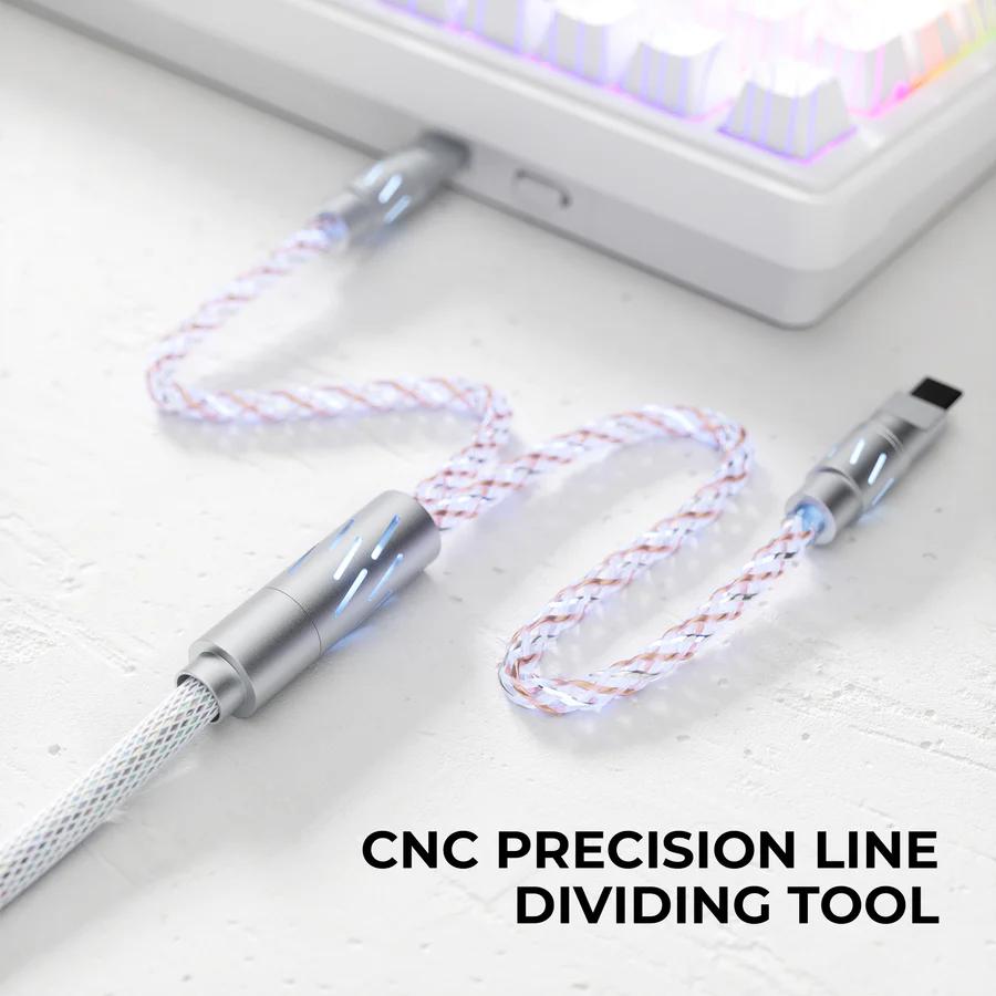XVX CC8 Fabric Dual Output Braided RGB Cable 8k USB Type A to C 2 in 1 Mechanical Keyboard / Mouse Kabel Wire
