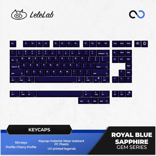 LeleLab Royal Blue Sapphire Gem Series Keycaps Cherry Profile UV Printed PC Transparent Keycap 104-Keys
