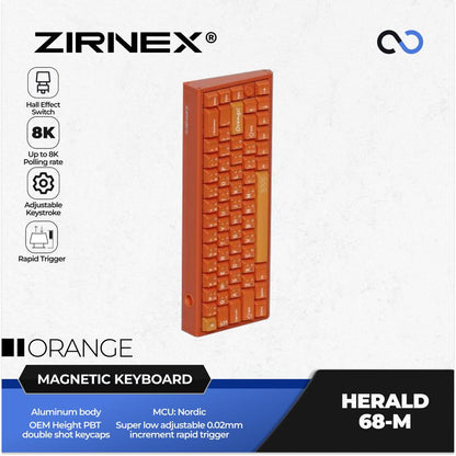 Zirnex Herald 68-M 8K Hall Effect 65% Keyboard Rapid Trigger SOCD Aluminium Wooting