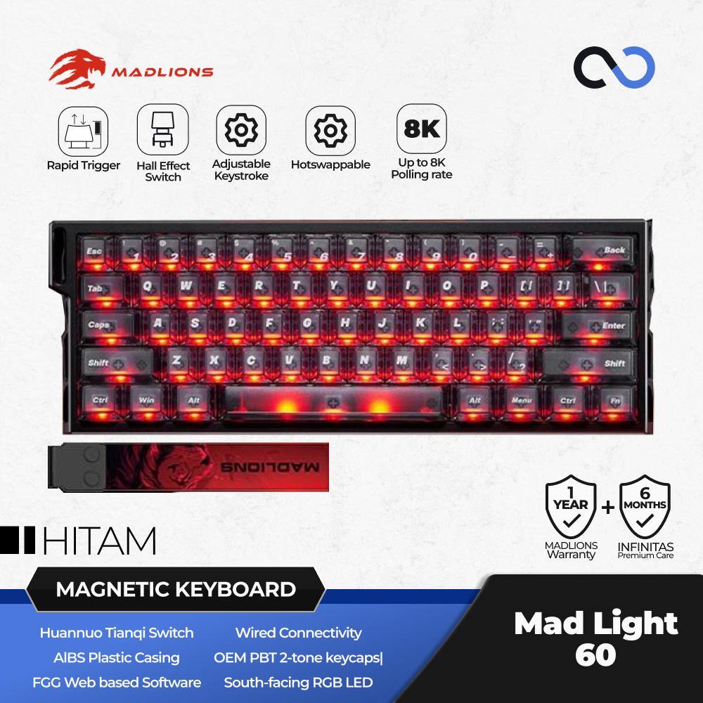MADLIONS MAD LIGHT 60 HE 8K Hall Effect 60% Keyboard Rapid Trigger SOCD DKS Wooting Fierce Gaming Gear