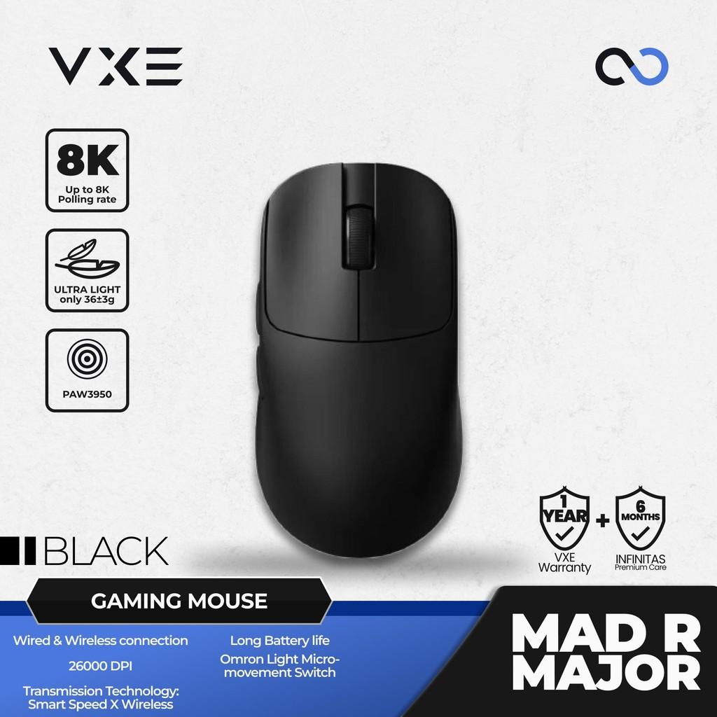 VXE MAD R MAJOR 8K Wireless Light Weight Ambidextrous PAW3950 Gaming Mouse