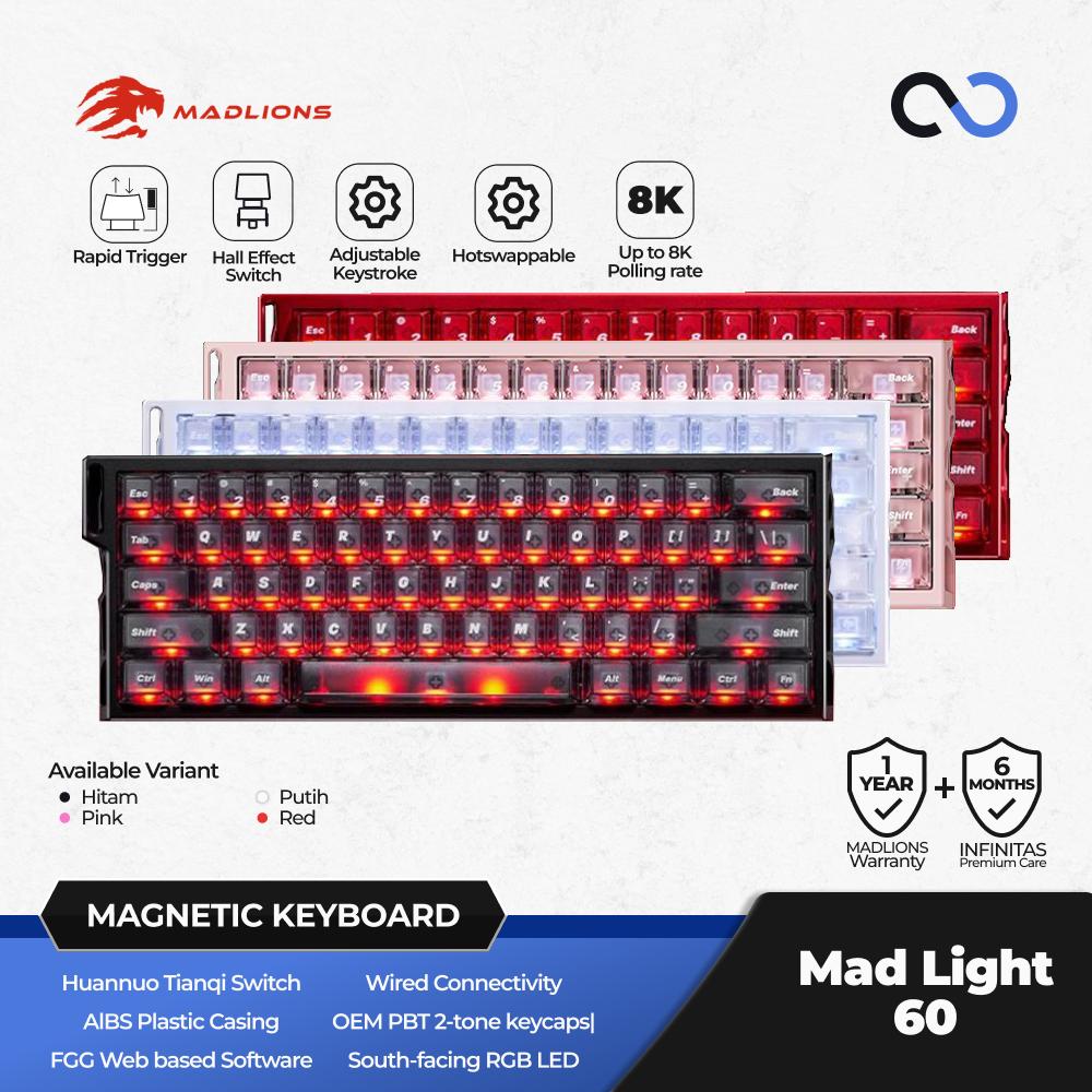 MADLIONS MAD LIGHT 60 HE 8K Hall Effect 60% Keyboard Rapid Trigger SOCD DKS Wooting Fierce Gaming Gear