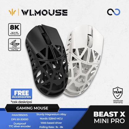 WLMouse Beast X Mini Pro 8k Super Light Magnesium Wireless ambidextrous PAW3950HS Gaming Mouse