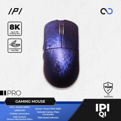 IPI QI PRO 8k Wireless Ultra Light Carbon Fiber PAW3950 Gaming Mouse