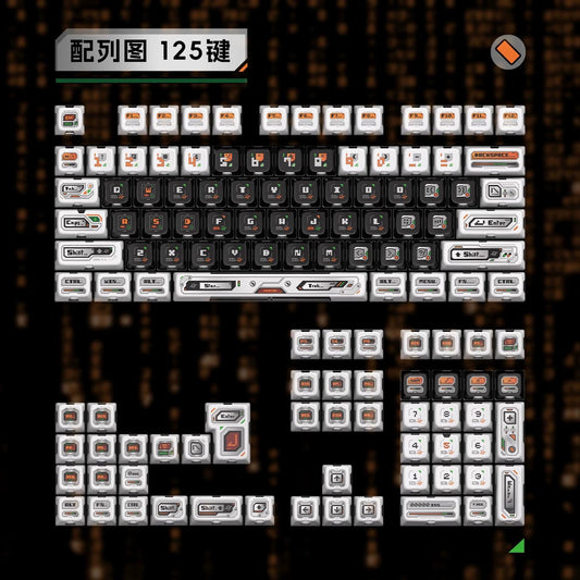 PIIFOX Ghost Hacker Keycaps Cherry Profile Dye Sub PBT+PC Keycap 125-keys