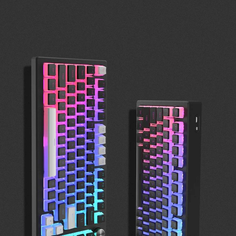 XVX Black On White / BOW Pudding Keycaps OEM Profile Double Shot Shine Through PBT Keycap 165-Keys