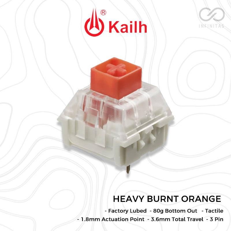 Kailh Box Heavy Burnt Orange Lube mechanical keyboard switch (Tactile)