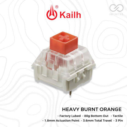 Kailh Box Heavy Burnt Orange Lube mechanical keyboard switch (Tactile)