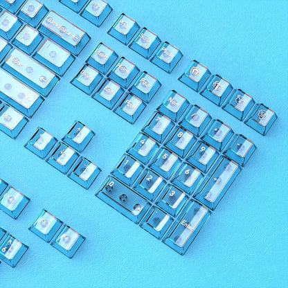 Infinitas Blue Sea Gradient Keycaps Cherry Profile Dye Sub / UV Printing PBT+PC Keycap 154-Key