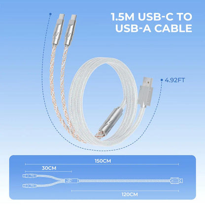 XVX CC8 Fabric Dual Output Braided RGB Cable 8k USB Type A to C 2 in 1 Mechanical Keyboard / Mouse Kabel Wire