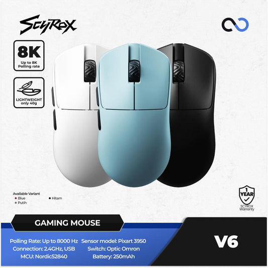 Scyrox V6 8K Light Weight Ambidextrous PAW3950 Wireless Gaming Mouse