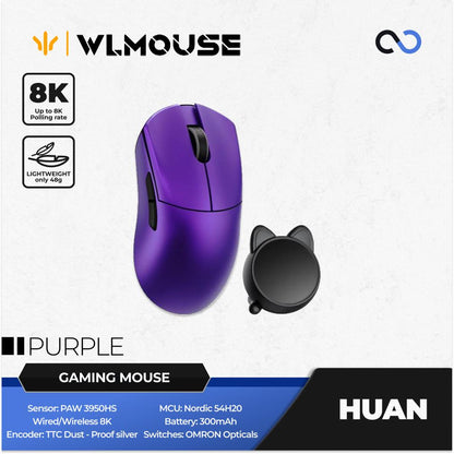 WLMouse Huan 8k Super Light Magnesium Wireless ambidextrous PAW3950HS Gaming Mouse