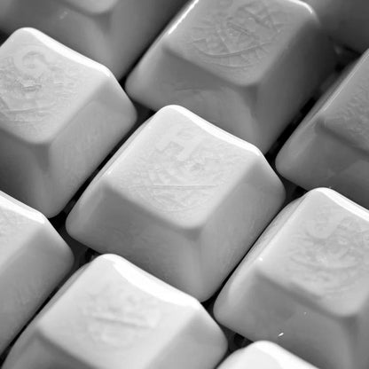 XVX Crazed White Ceramic Keycaps Cherry Profile Double Shot Shine Through Al2O3 Alumina Keycap 120-Keys