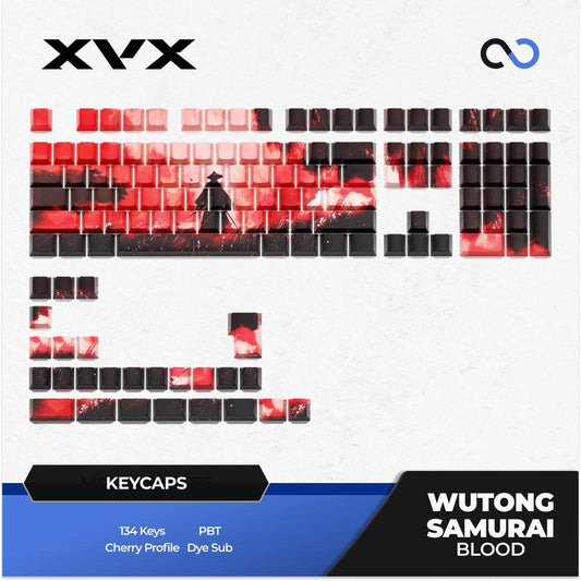 XVX Wutong Samurai Blood Keycaps Cherry Side Profile Dye sub Shine Through PBT Keycap 134-Keys