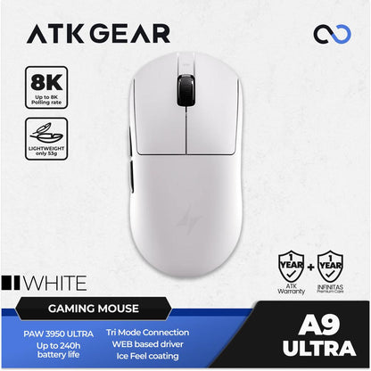 ATK A9 ULTRA 8K Wireless Light Weight PAW3950Ultra Gaming Mouse