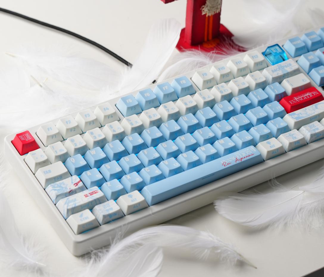 Titan Nation Rei Ayanami Evangelion Anime Keycaps Nuclear Power Profile Dye Sub PBT+PC Keycap 144-Keys