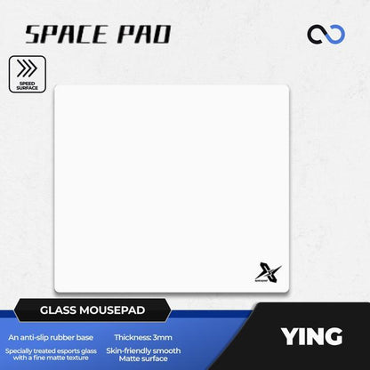 Spacepad Ying V2 Poron Base NON-COATED Tempered Glass Gaming Mousepad Kaca (Speed-Control)