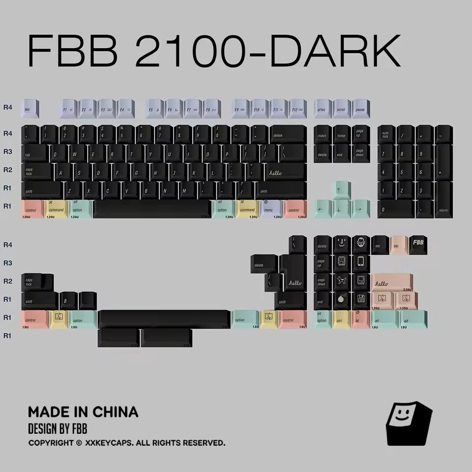 FBB 2100 Dark Keycaps Cherry Profile PBT Dye Subbed