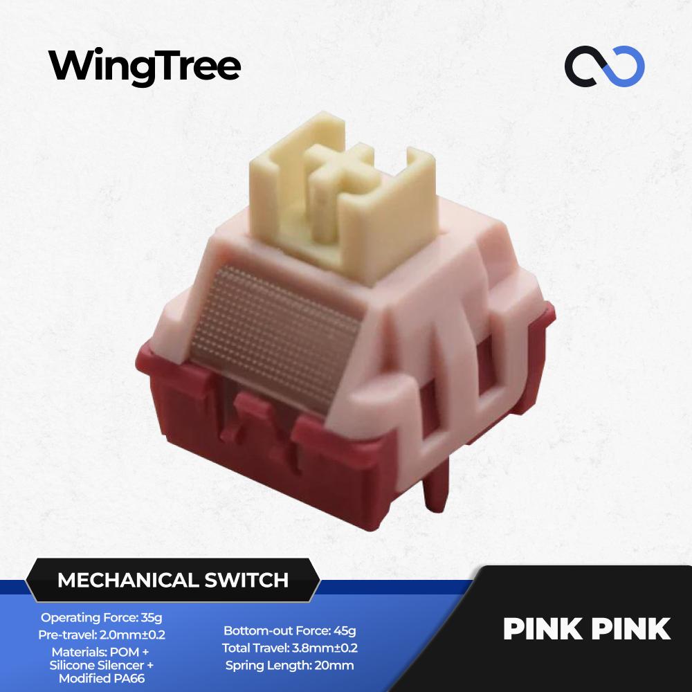 WingTree Pink Pink Silent Pre-Lubed Mechanical Keyboard PCB Mount Switch (Silent Linear) by Ruben