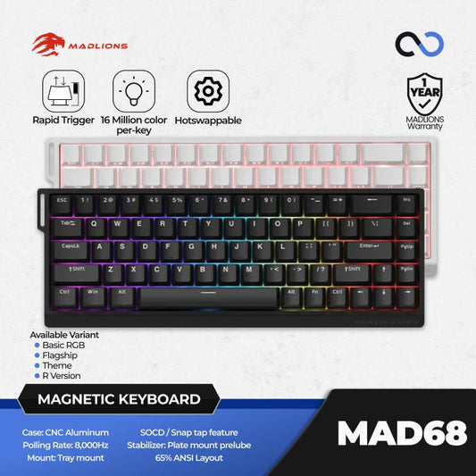 MADLIONS MAD68 V2 HE 8K Hall Effect 65% Keyboard Rapid Trigger SOCD DKS RDT Wooting Fierce Gaming Gear