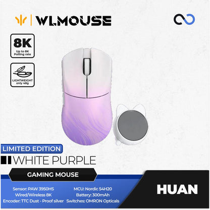 WLMouse Huan 8k Super Light Magnesium Wireless ambidextrous PAW3950HS Gaming Mouse