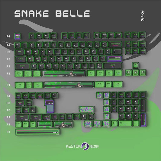 Keytok Snake Belle KOL Profile Double Shot / Dye-Sub Shine Through PBT / PC Keycap 151-Keys
