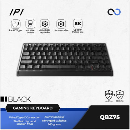 IPI QBZ75 HE 8K Hall Effect 75% Magnetic Keyboard Rapid Trigger SOCD DKS Wooting