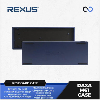 Rexus Daxa M61 MODDED Custom 60% CNC Aluminum / Acrylic Keyboard Case Tray Mount DIY for Wooting 60HE+ / GH60 / TOFU60