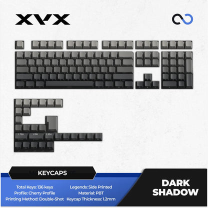XVX Dark Shadow Gradient Keycaps OEM Side Profile Double Shot Shine Through PBT Keycap 136-Keys
