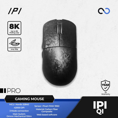 IPI QI PRO 8k Wireless Ultra Light Carbon Fiber PAW3950 Gaming Mouse