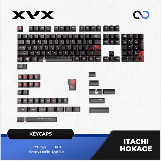 XVX Itachi Hokage Naruto Theme Keycaps Cherry Profile PBT Dye Sub Keycap 139-Keys