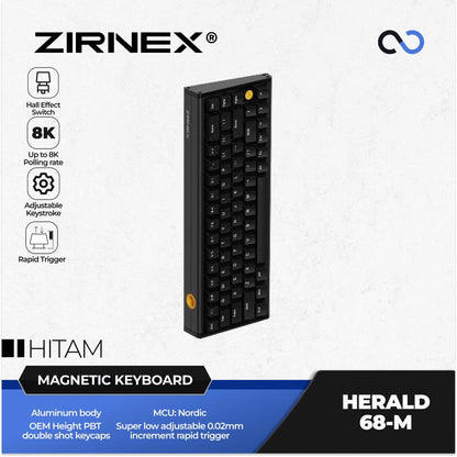 Zirnex Herald 68-M 8K Hall Effect 65% Keyboard Rapid Trigger SOCD Aluminium Wooting