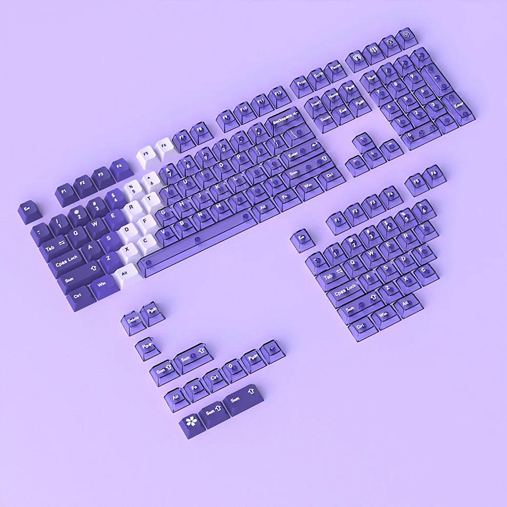 Infinitas Lilac Gradient Cherry Keycaps Profile Dye Sub / UV Printing PBT+PC Keycap 154-Key